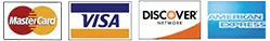 Payment logos: Mastercard, Visa, Discover and American Express